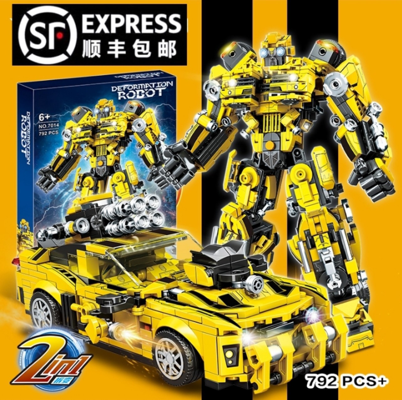 Lắp ráp lego Robot Biến Hình Bumblebee 2 in 1 792Mảnh - LEWAN 7014