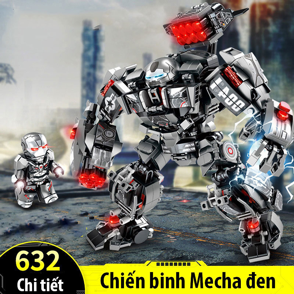 Lắp ráp Lego Hulkbuster chiến binh Mecha đen 632 chi tiết - LY76013