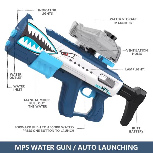 Đồ chơi súng bắn nước MP5 sử dụng pin danh cho trẻ em và người lớn