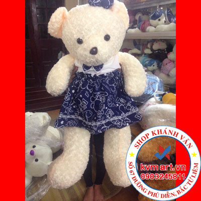 Gấu Teddy váy hoa xanh 105cm