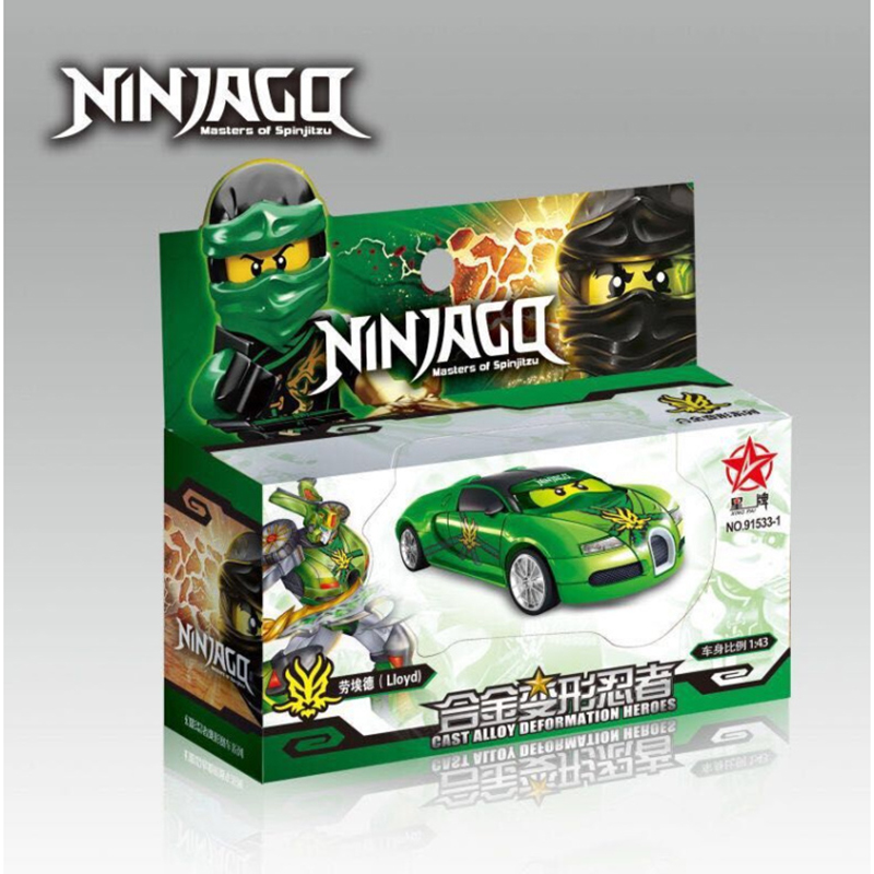 Hộp đồ chơi xe ô tô sắt ninjago biến hình robot