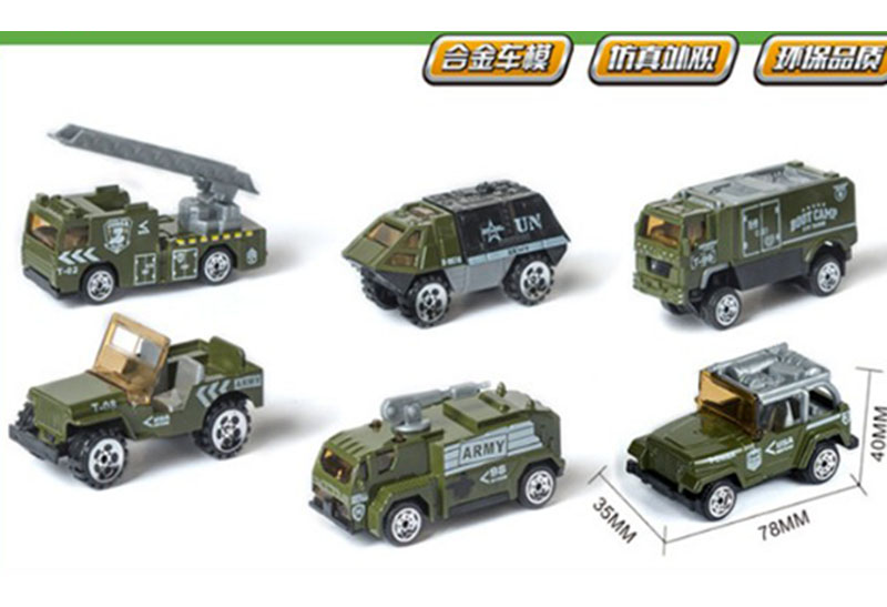 Đồ chơi mô hình 6 xe oto Quân sự làm bằng sắt - A41