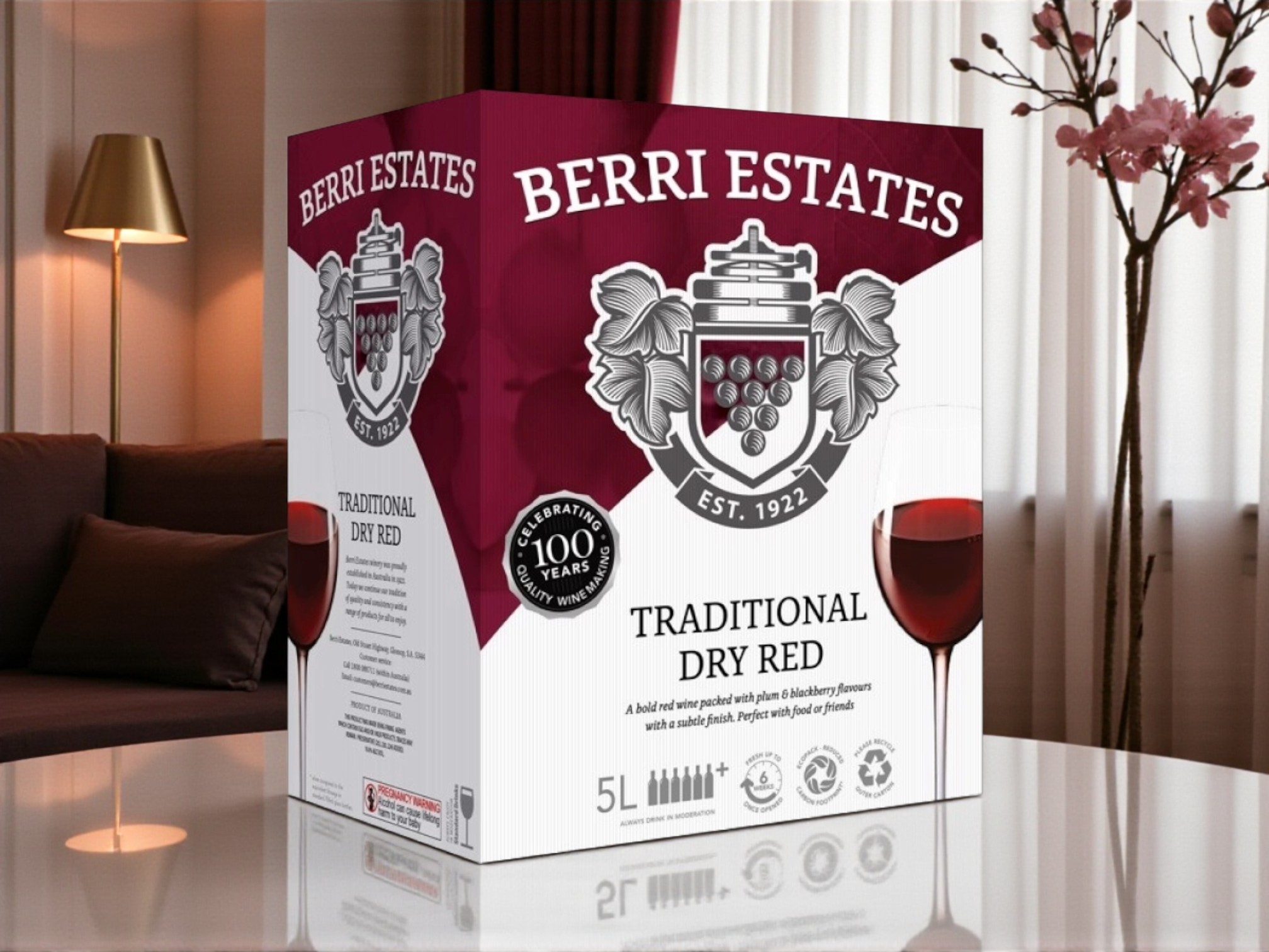 Rượu Vang Bịch Úc Berri Estates Red 5L Chính Hãng