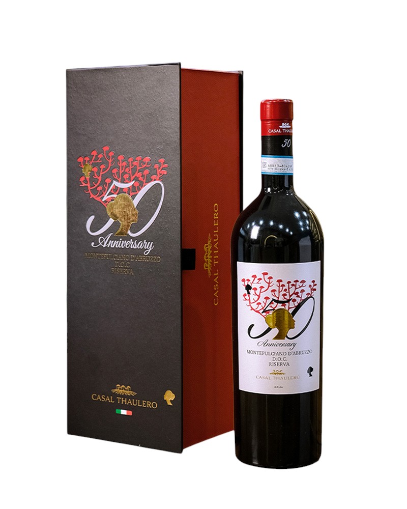 Bộ quà tặng vang đỏ Ý Montepulciano d’Abruzzo DOC Riserva 50 Anniversary cao cấp