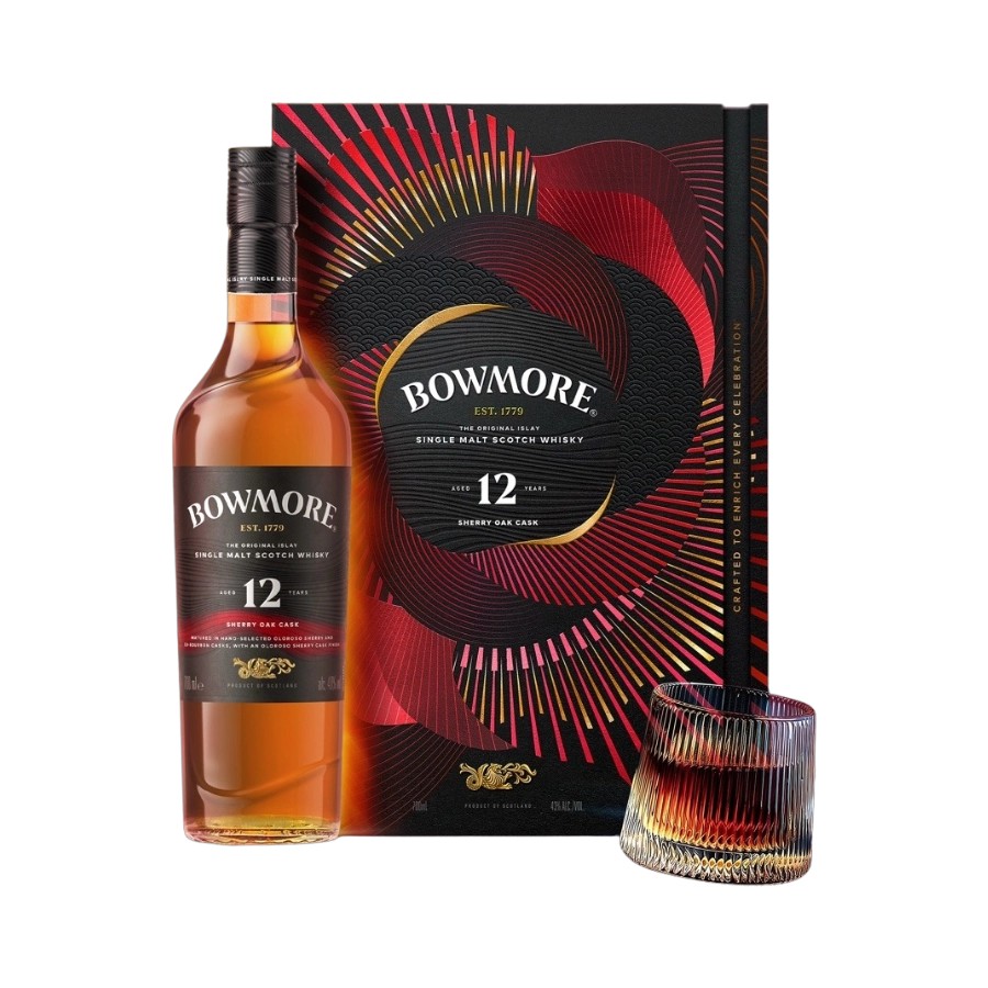 Rượu Bowmore 12 Year Old hộp quà Tết 2026 phiên bản Sherry Oak Cask