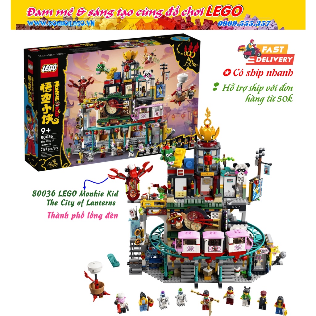 80036 LEGO Monkie Kid The City of Lanterns - Đồ chơi xếp hình Thành phố lồng đèn.