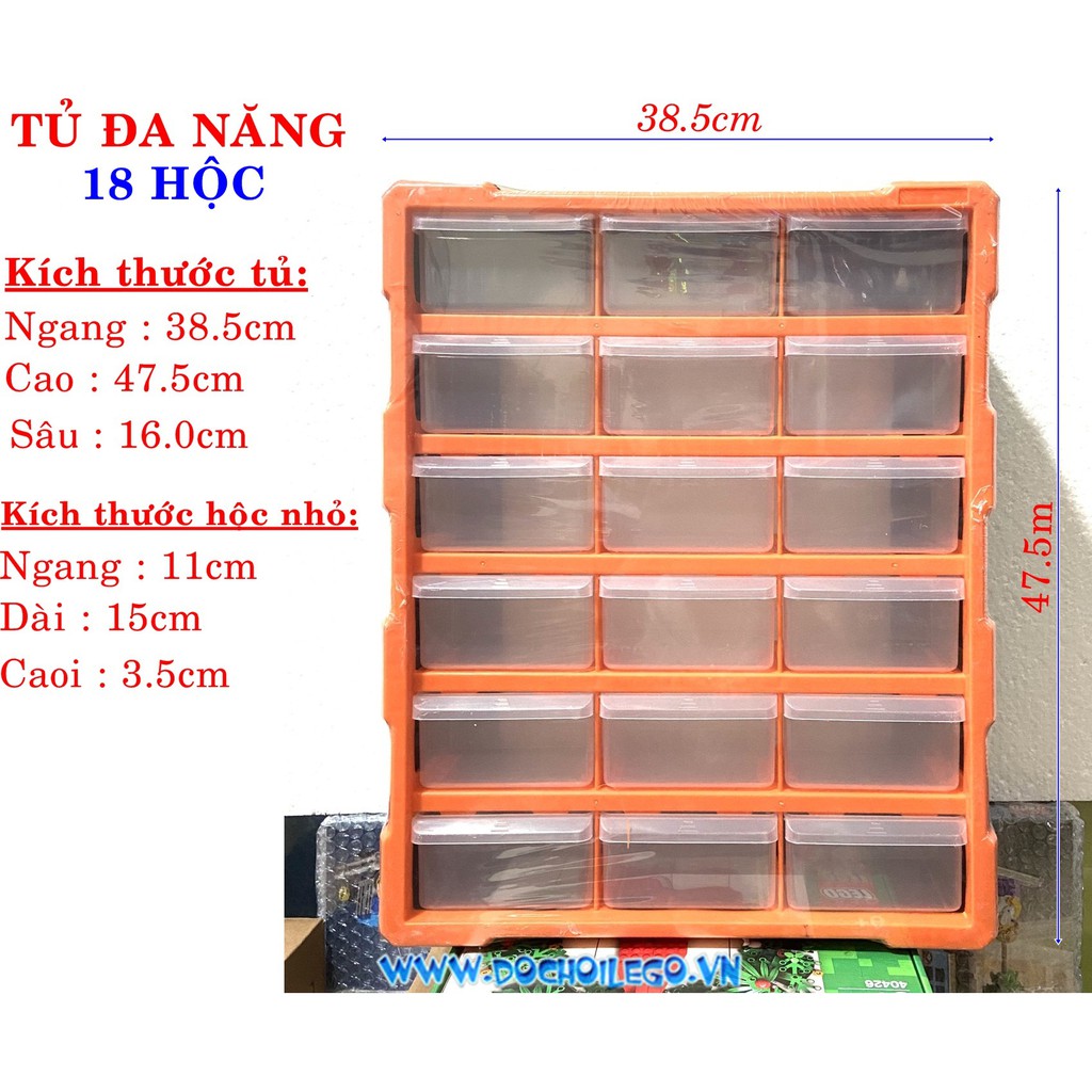 Tủ đa năng, tủ linh kiện, hộp lưu trữ 18 ngăn