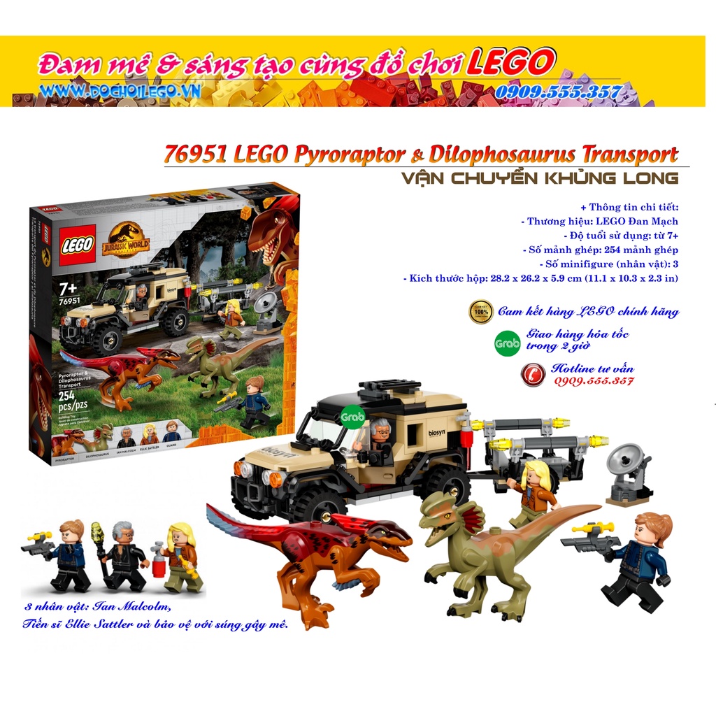 []Hàng sẵn[] 76951 LEGO Pyroraptor & Dilophosaurus Transport - Vận chuyển khủng long Pyroraptor & Dilophosaurus