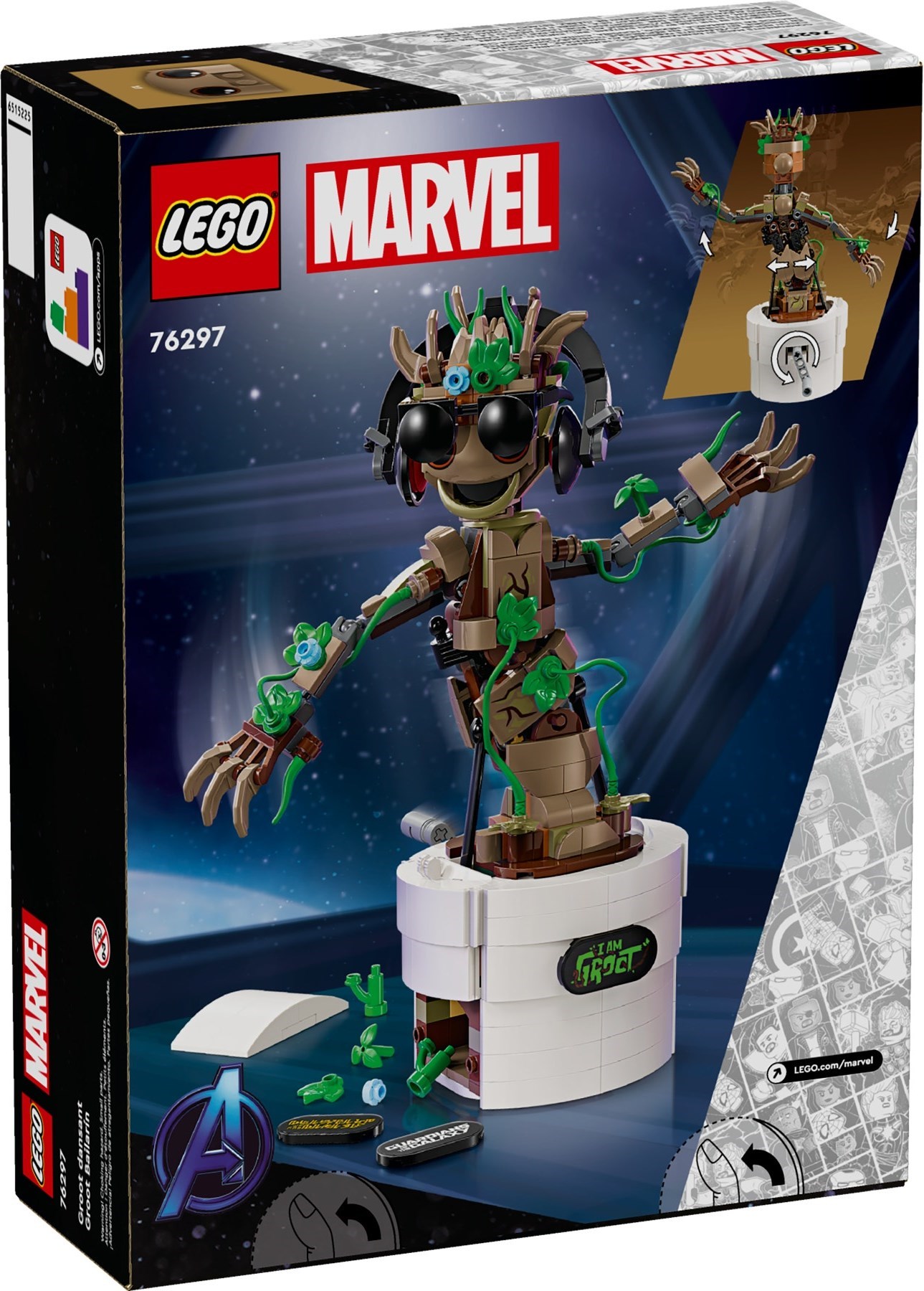 76297 Iego Marvel Super Heroes Guardians of the Galaxy76297 Dancing Groot -  Nhân vật Groot vui nhộn