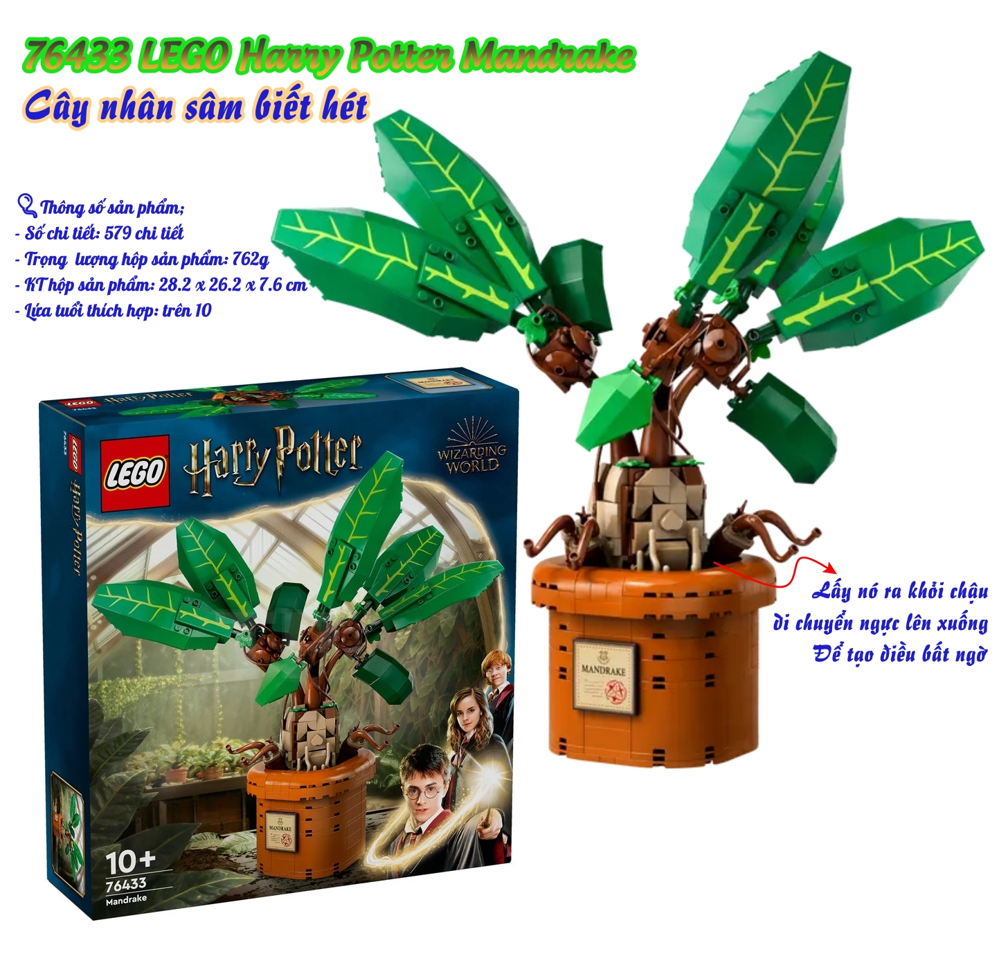 76433 Lego Harry Potter Mandrake - Đồ chơi lắp ráp Lego Cây nhân sâm biết hét