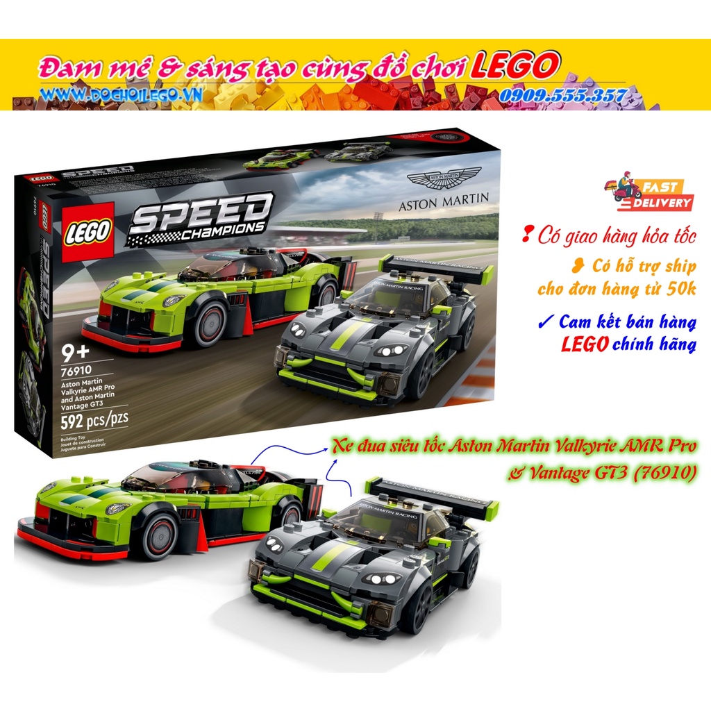 76910 LEGO Speed Champions Aston Martin Valkyrie AMR Pro and Aston Martin Vantage GT3 - Đồ chơi xếp hình Siêu xe