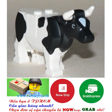 Động vật Bò sữa - LEGO Cow with Black Spots Pattern #64452pb02c01