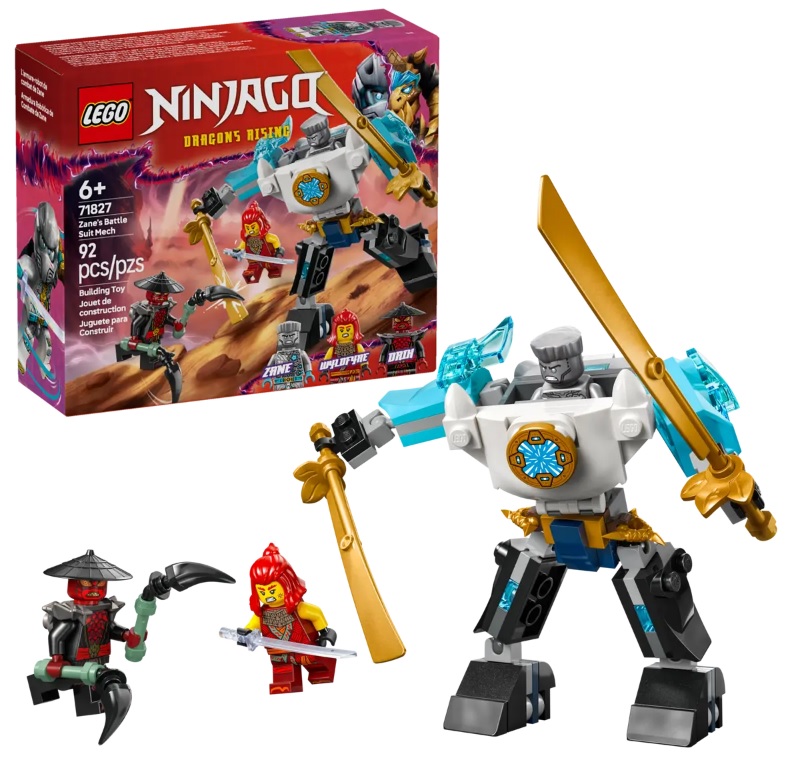 💜 71827 Lego Ninjago Dragons Rising Season 3 Zane's Battle Suit Mech – Đồ chơi lắp ráp  Chiến giáp của ZANE 2025