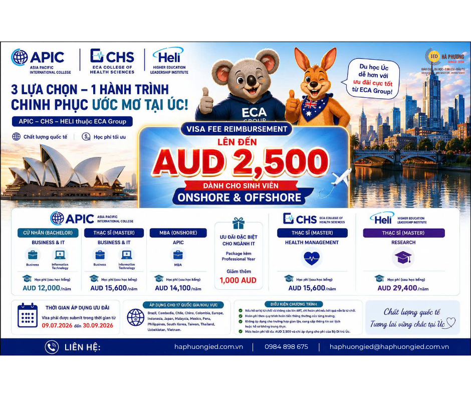 🇦🇺 DU HỌC ÚC 2026 - 3 LỰA CHỌN, HÀNG NGÀN CƠ HỘI PHÁT TRIỂN TƯƠNG LAI