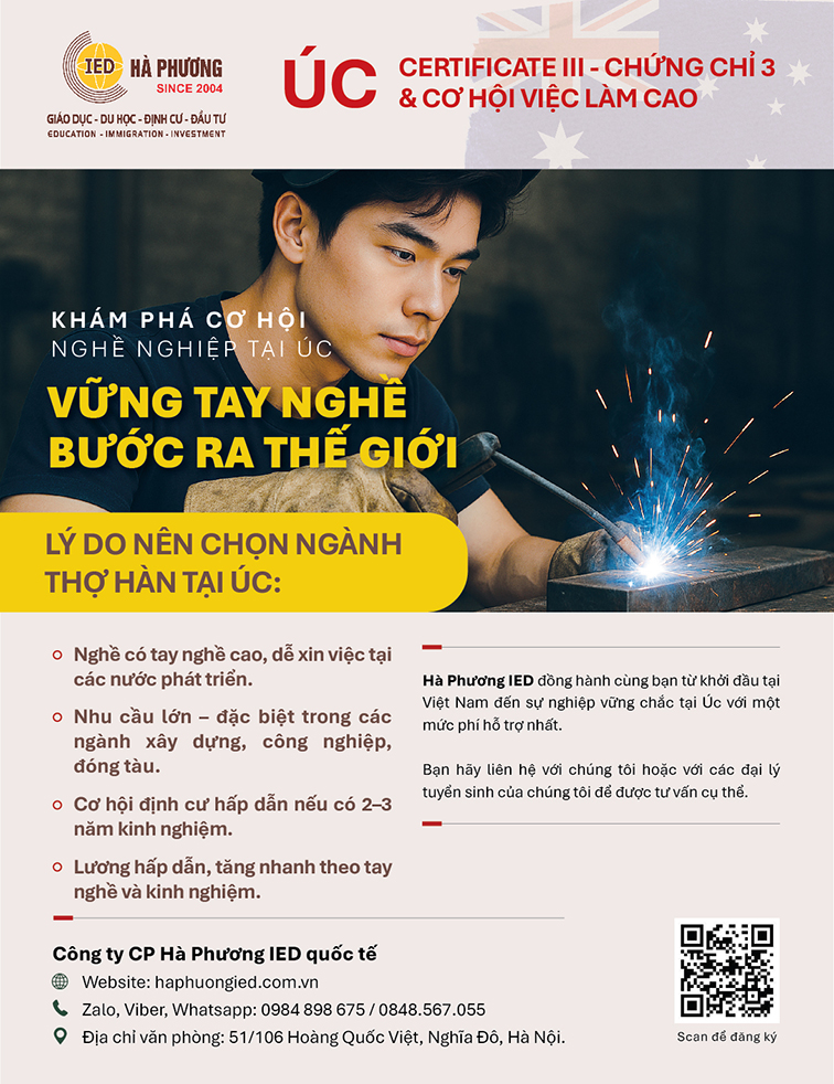 🔩 CHỨNG CHỈ 3 NGÀNH HÀN – CÁNH CỬA VÀNG MỞ RA TƯƠNG LAI TAY NGHỀ TẠI ÚC 🔩