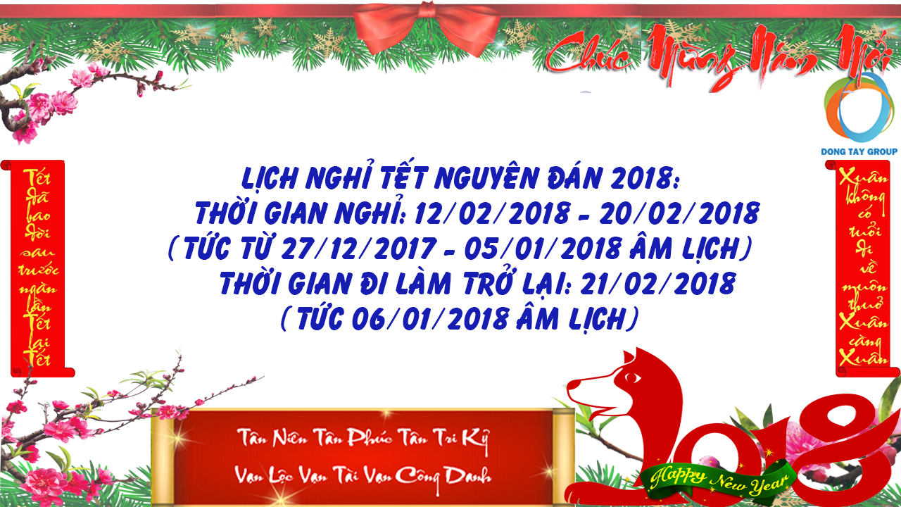 Thông báo lịch nghỉ Tết Nguyên Đán 2018