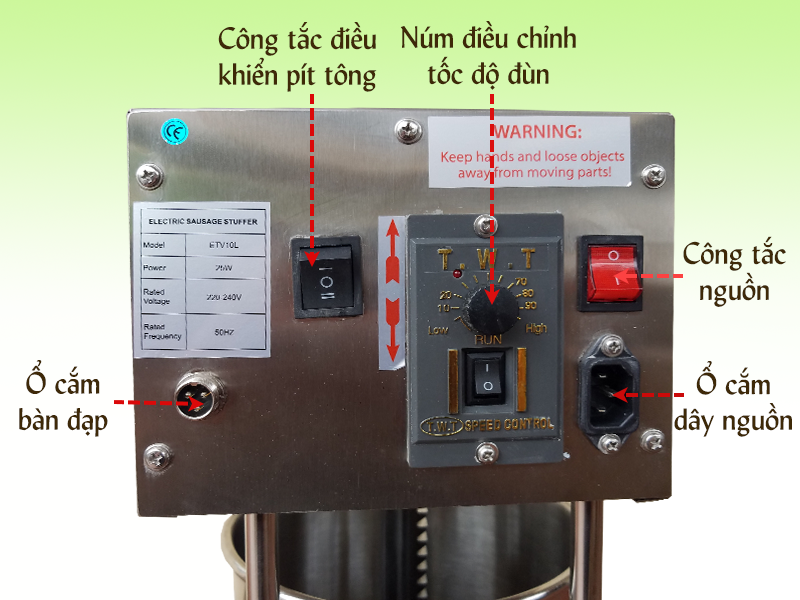 bảng điều khiển máy đùn xúc xíc