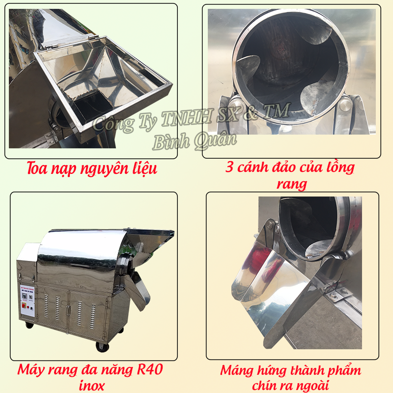 thiết kế của máy rang