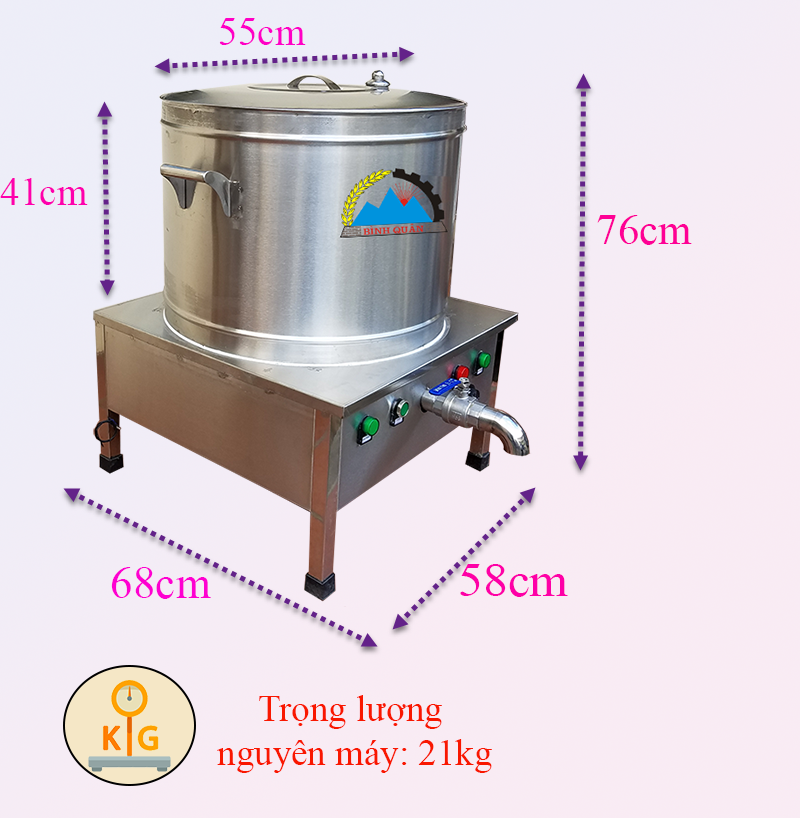 kích thước nồi nấu phở 80 lít