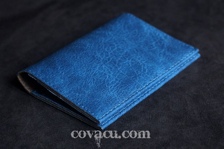 Bao da passport cover màu xanh dương retro