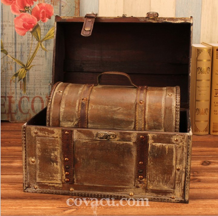 Rương gỗ kho báu giả cổ Treasure chest