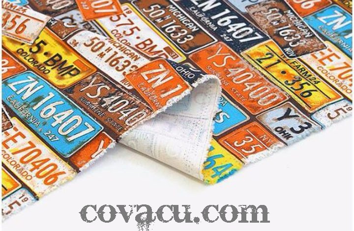 Vải canvas biển số xe xanh đỏ