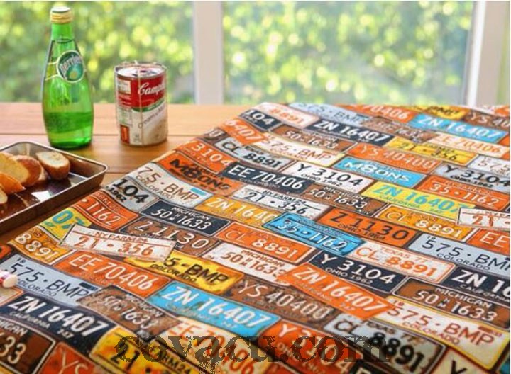 Vải canvas biển số xe xanh đỏ