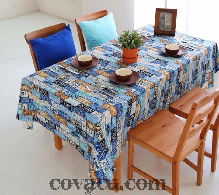 Vải canvas biển số xe xanh đỏ