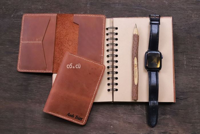 Túi đựng passport handmade da thật