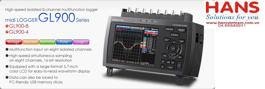 Thiết bị ghi,nhận dữ liệu đa chức năng GRAPHTEC GL900 Series (8 kênh ...