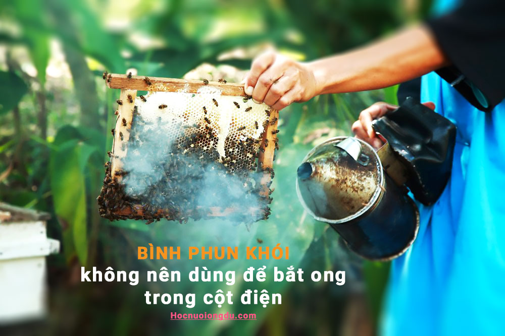 bình phun khói không dùng bắt ong trụ điện