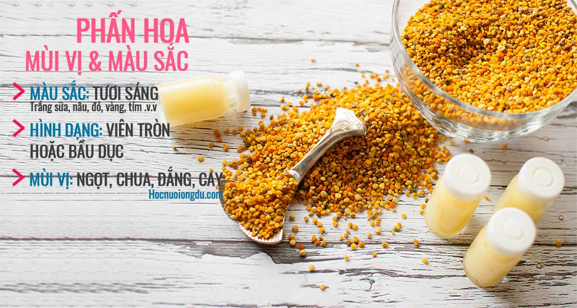 Cách pha phấn hoa uống, mùi vị và màu sắc của phấn hoa