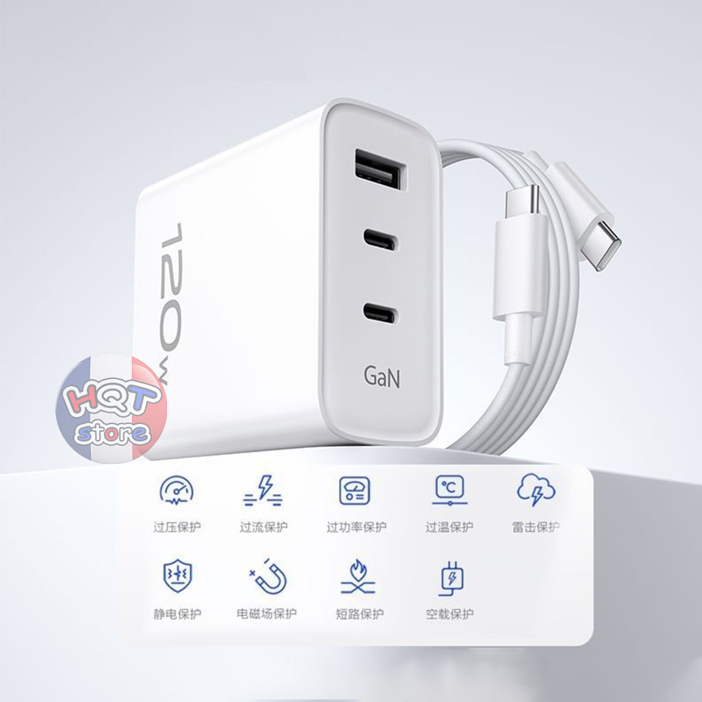 Bộ củ cáp sạc nhanh Vivo FlashCharge 120W GaN 3 cổng chính hãng