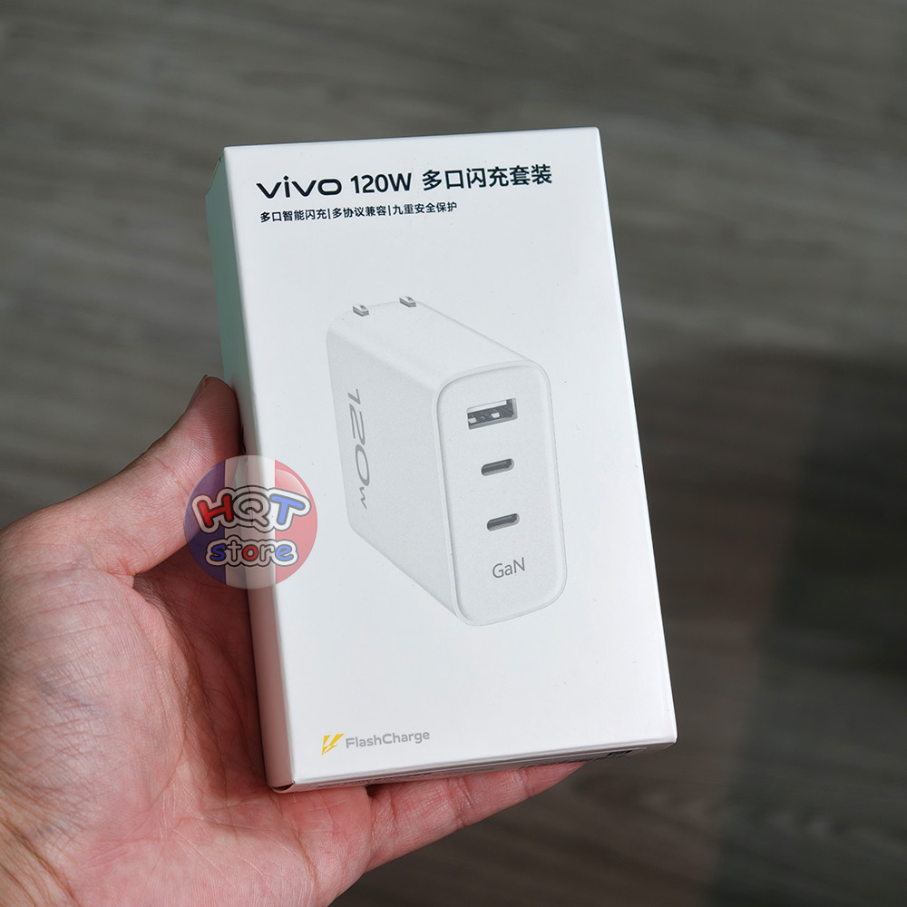 Bộ củ cáp sạc nhanh Vivo FlashCharge 120W GaN 3 cổng chính hãng
