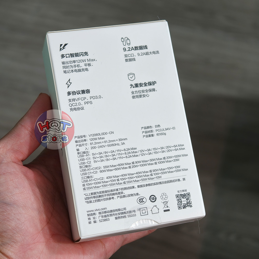 Bộ củ cáp sạc nhanh Vivo FlashCharge 120W GaN 3 cổng chính hãng
