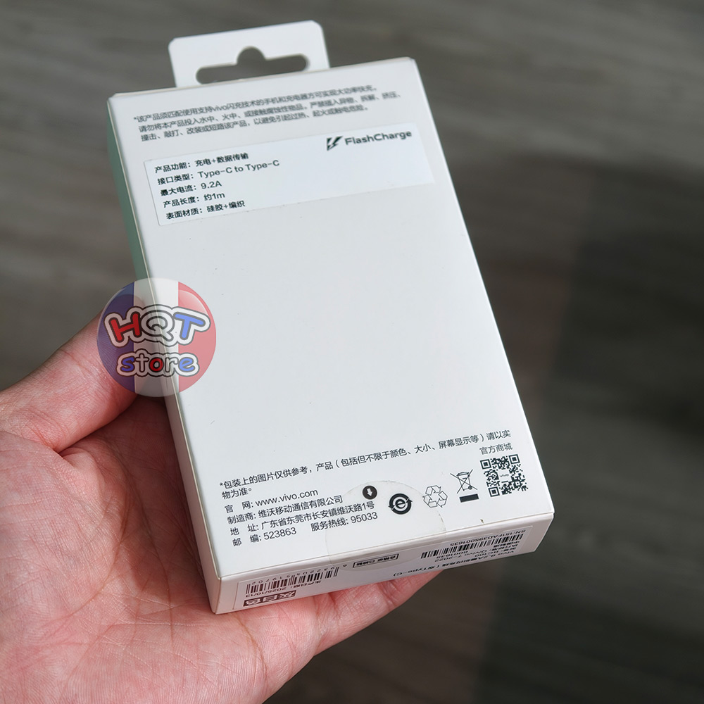 Cáp sạc nhanh C to C Vivo FlashCharge 9.2A dài 1m