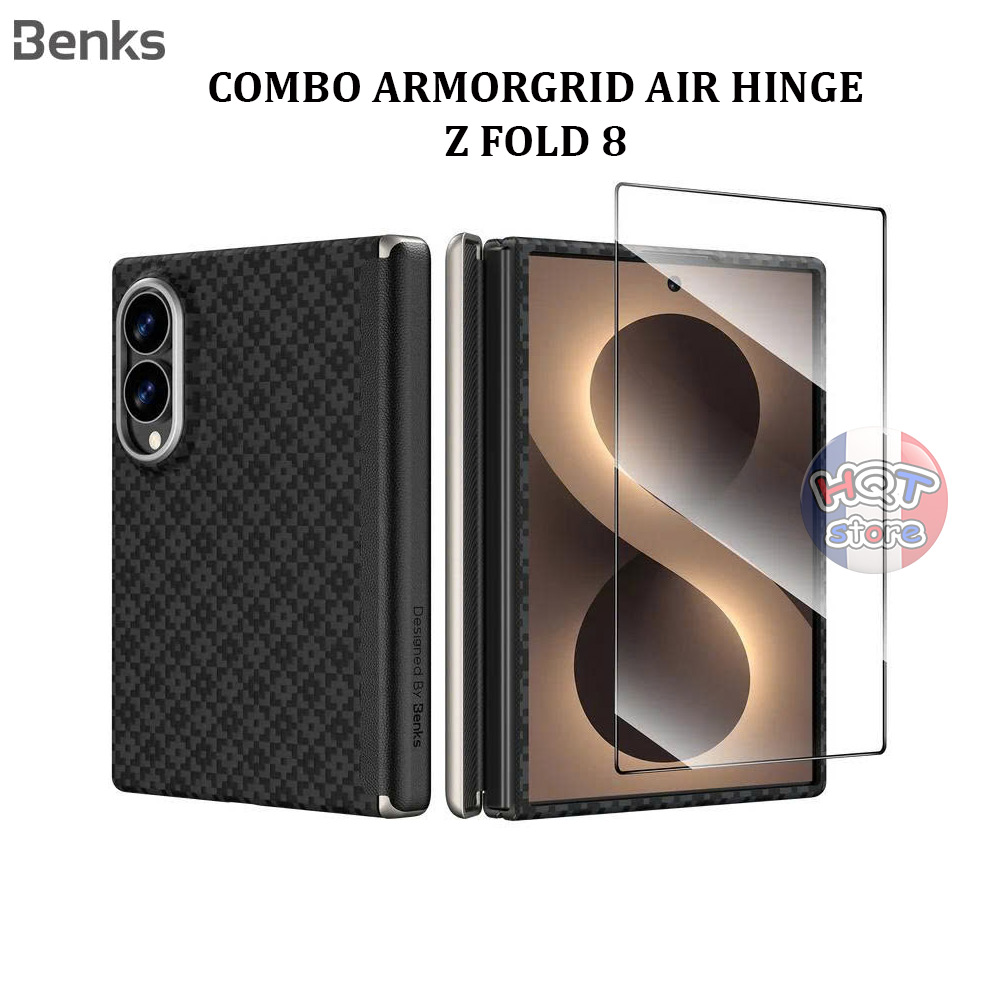 Combo kính ốp carbon ArmorGrid Air Hinge Case cho Z Fold 8