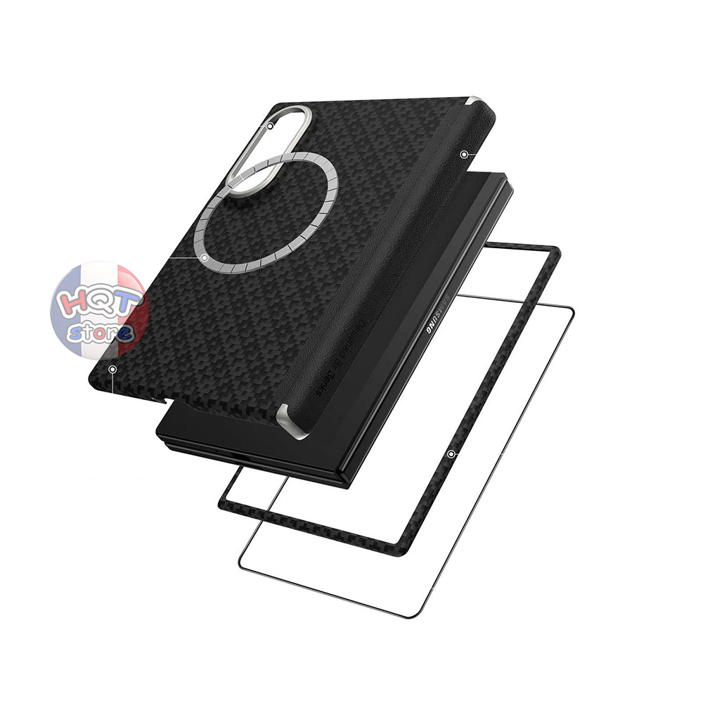 Combo kính ốp carbon ArmorGrid Air Hinge Case cho Z Fold 8