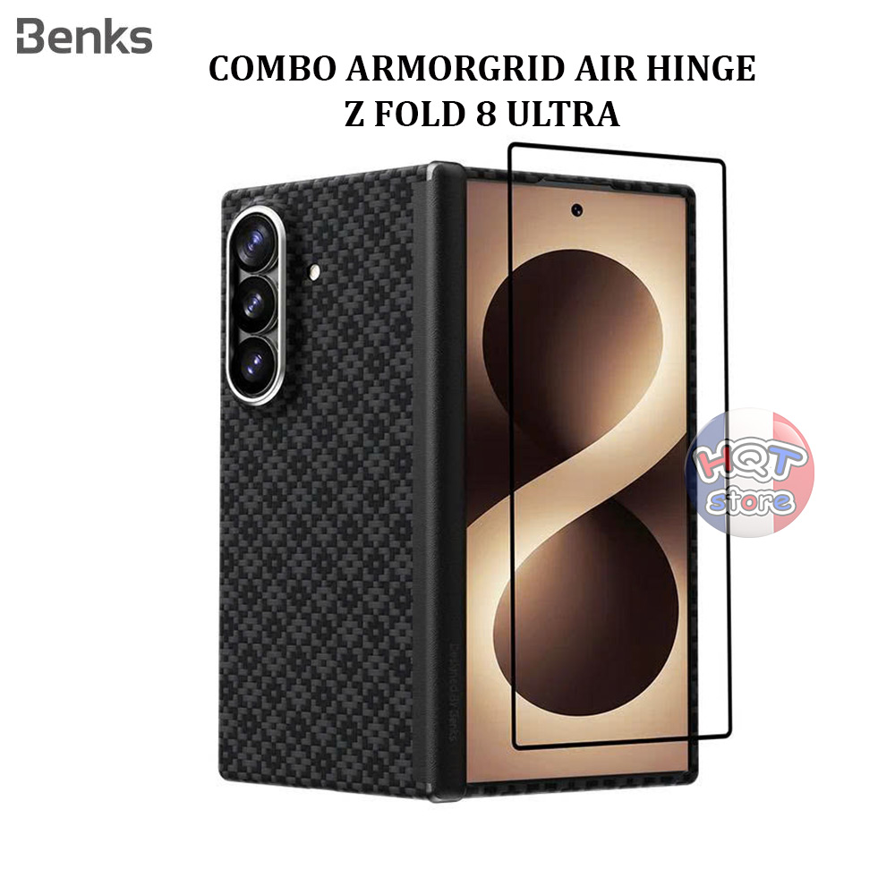 Combo kính ốp carbon ArmorGrid Air Hinge Case cho Z Fold 8 Ultra