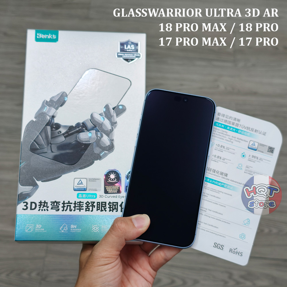 Kính Benks GlassWarrior Ultra 3D AR iPhone 18 Pro Max / 17