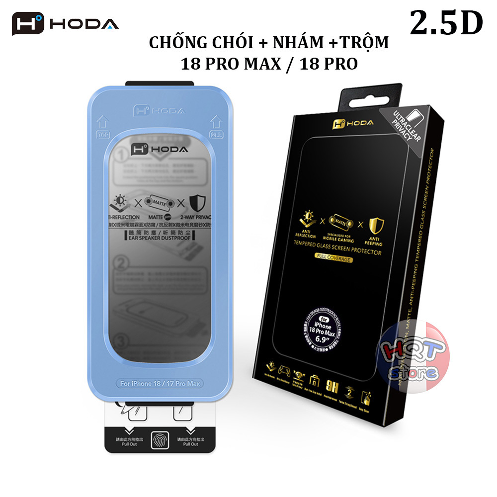 Kính HODA 2.5D 3in1 Anti-Peep Matte AR iPhone 18 Pro Max / Pro