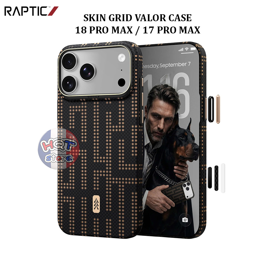 Ốp lưng Raptic Aramid Skin Grid Valor cho iPhone 18 Pro Max / 17