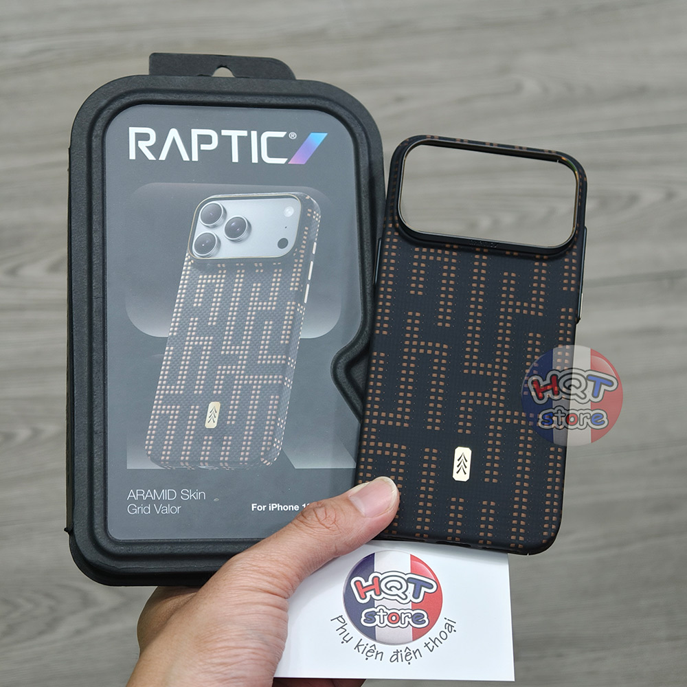 Ốp lưng Raptic Aramid Skin Grid Valor cho iPhone 18 Pro Max / 17
