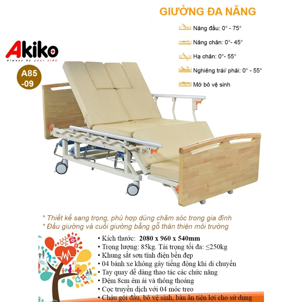 Giường Bệnh Nhân 4 Tay Quay Akiko A85-09