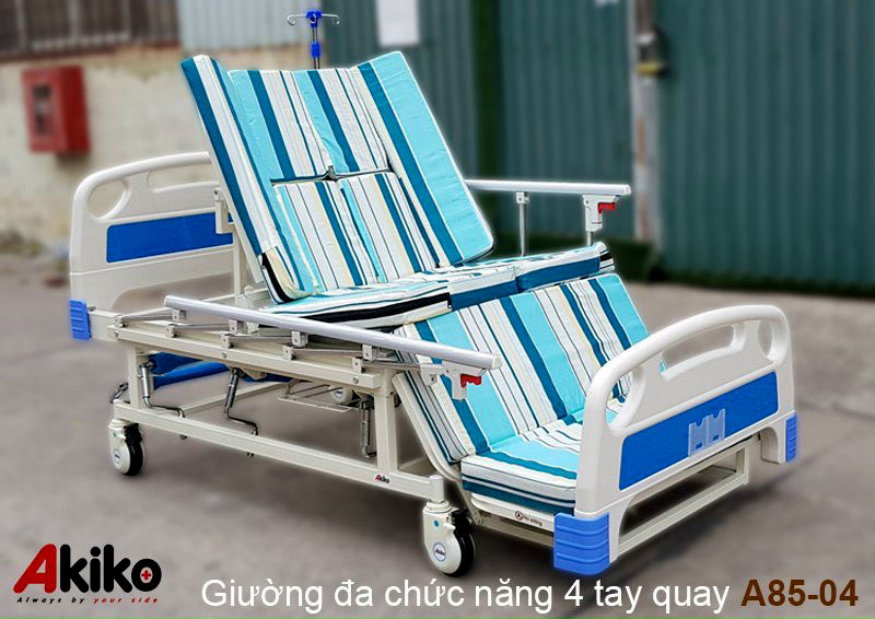 Giường y tế Akiko A85-04- Giường bệnh nhân đa năng sử dụng 4 tay quay