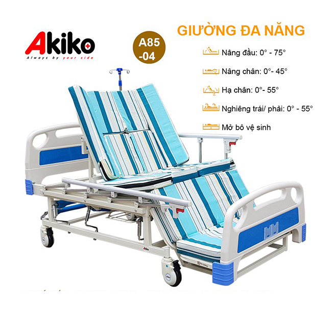 Giường y tế Akiko A85-04- Giường bệnh nhân đa năng sử dụng 4 tay quay
