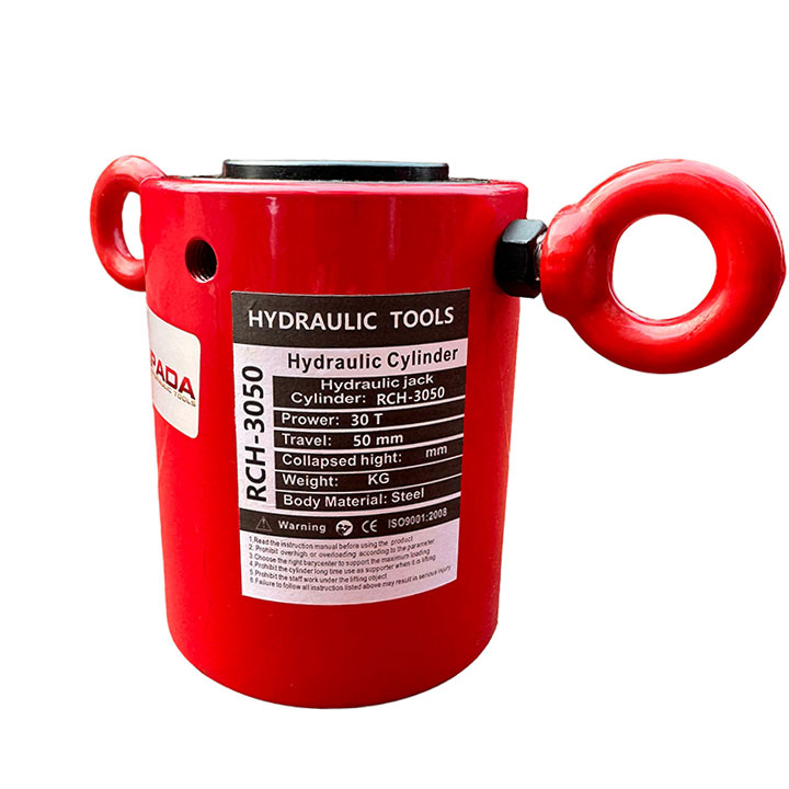 Kích Thủy Lực Rỗng Tâm RCH-3050, Lực Kích 30 Tấn, Hành Trình 50mm, Lỗ Tâm 34mm