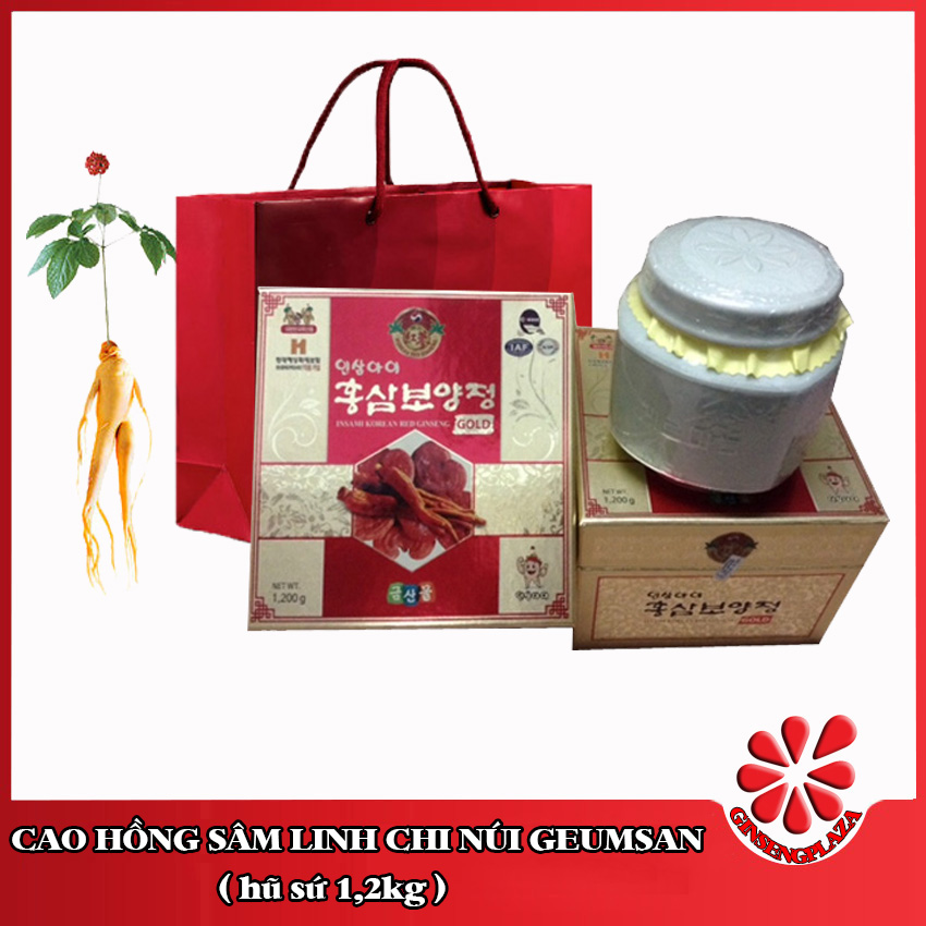 Cao hồng sâm linh chi núi Geumsan Hũ sứ 1,2kg