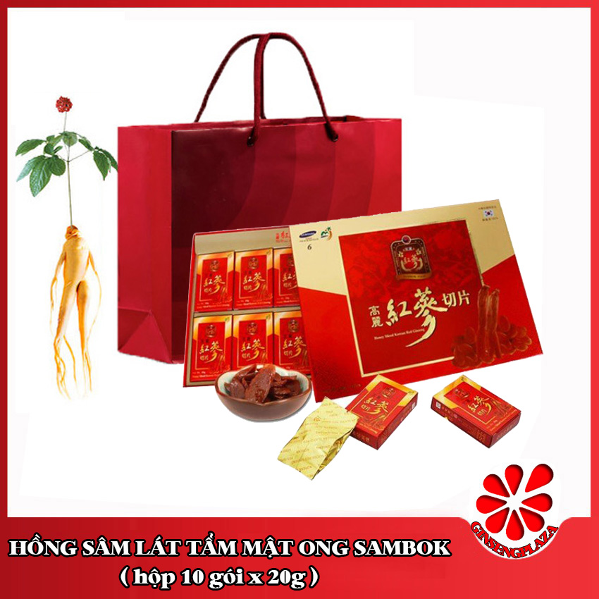 Hồng sâm lát tẩm mật ong Sambok Hộp 10 gói x 20g