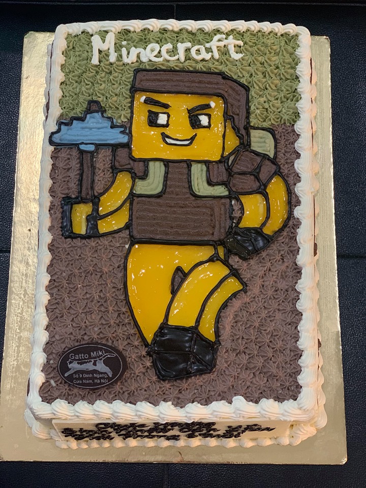 Bánh sinh nhật fondant kiếm sắt minecraft